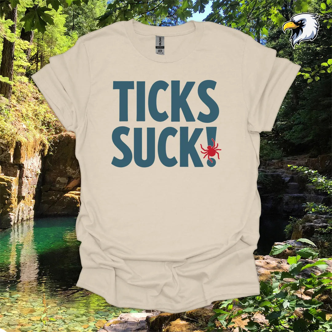 “Ticks Suck!” hiking t-shirt – Bold Outdoor Graphic
