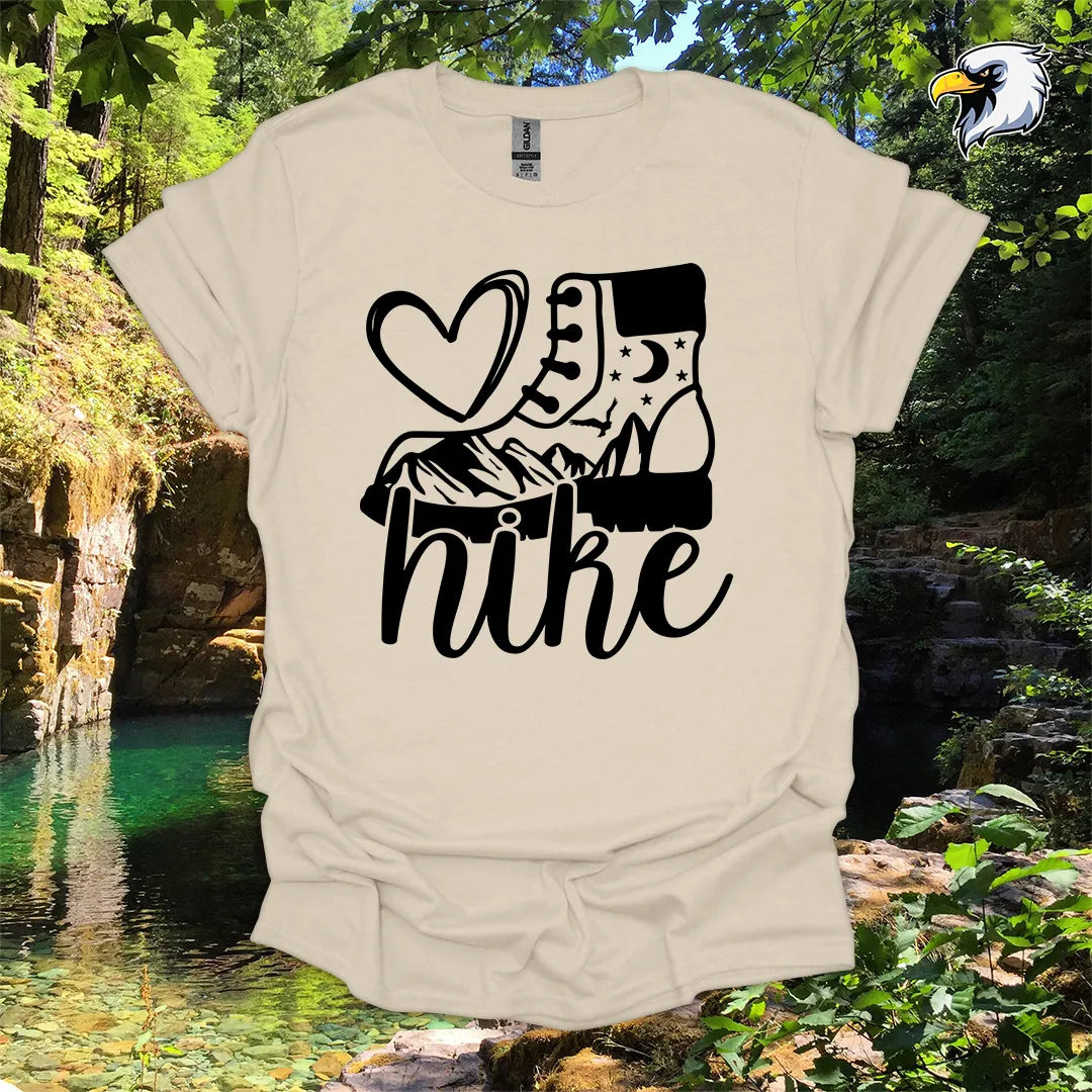 “Love Hike” hiking t-shirt – Boot and Mountain Graphic