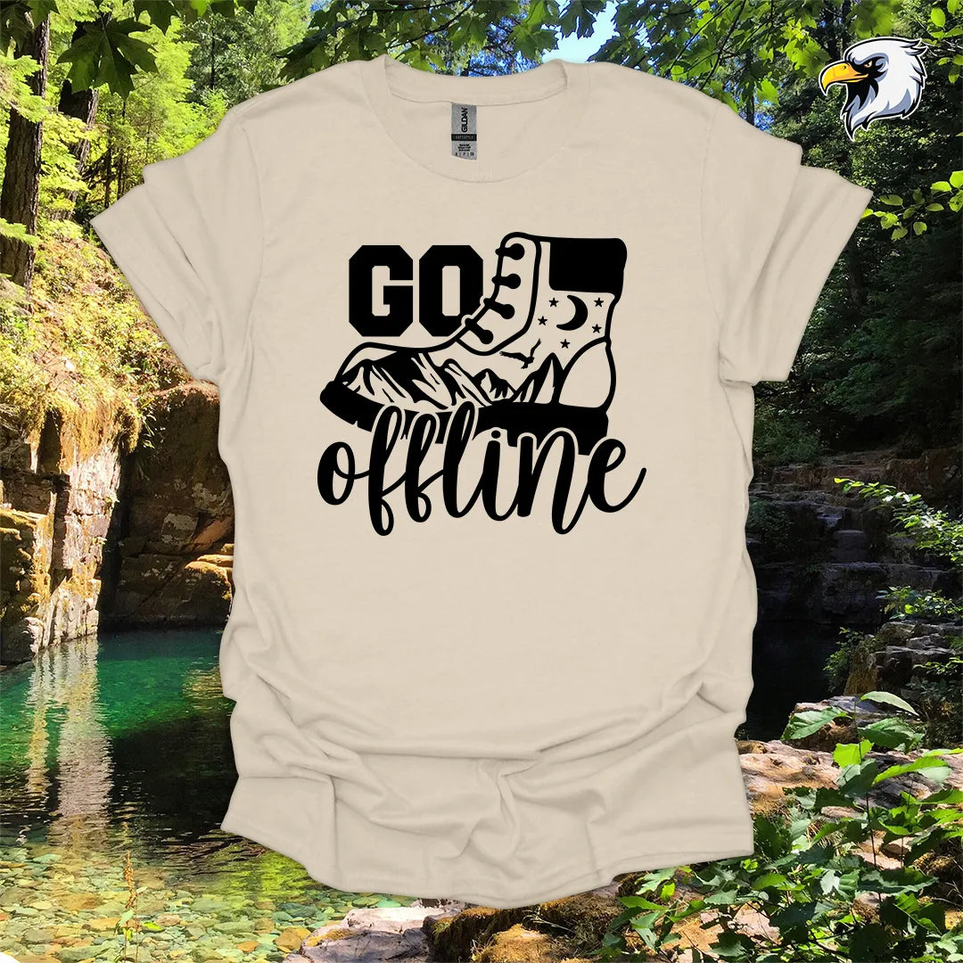 “Go Offline” hiking t-shirt – Boot and Mountain Graphic