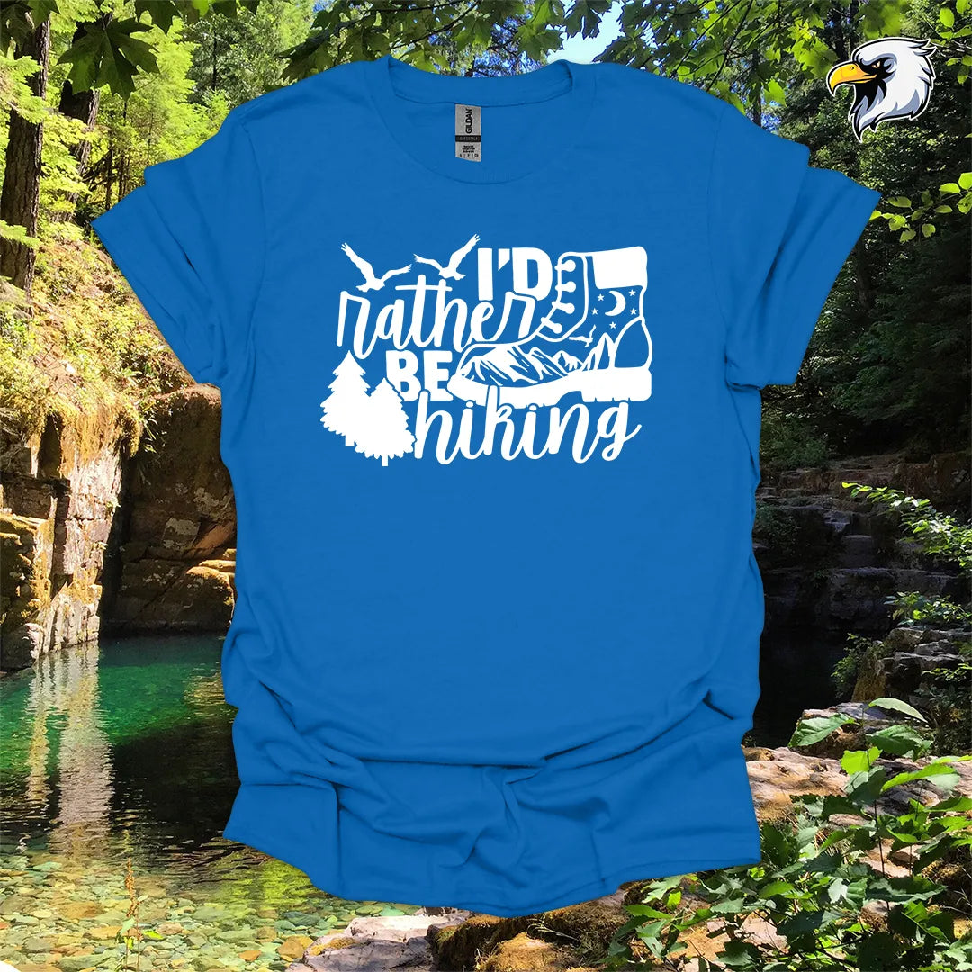 “I’d Rather Be Hiking” hiking t-shirt – Boot & Mountain Graphic