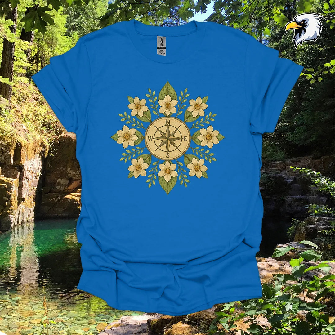 “Compass Rose” hiking t-shirt – Floral Mandala Design