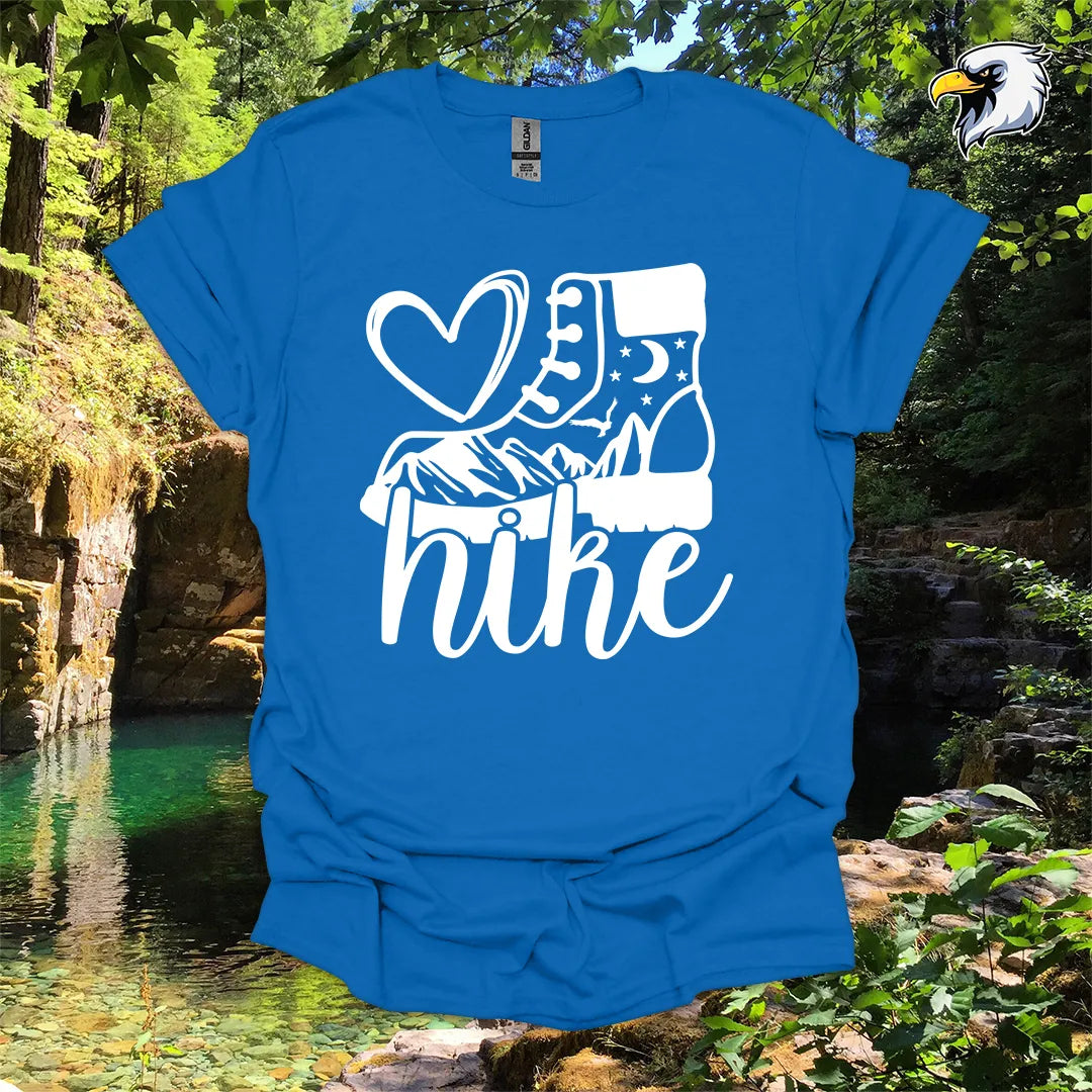 “Love Hike” hiking t-shirt – Boot and Mountain Graphic