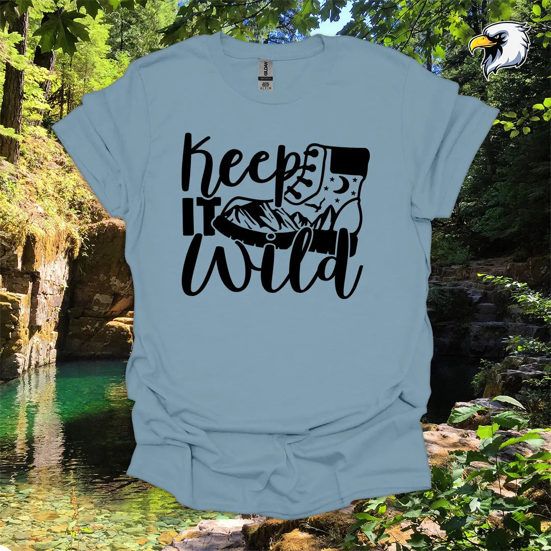 “Keep It Wild” hiking t-shirt – Boot and Mountain Graphic