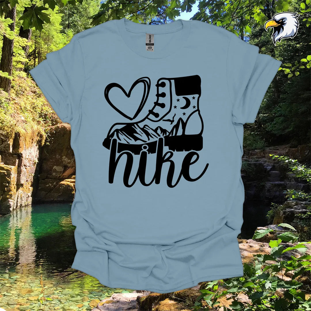 “Love Hike” hiking t-shirt – Boot and Mountain Graphic