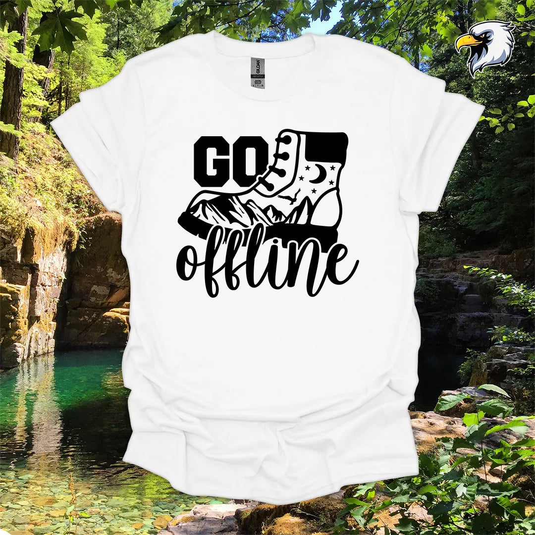 “Go Offline” hiking t-shirt – Boot and Mountain Graphic