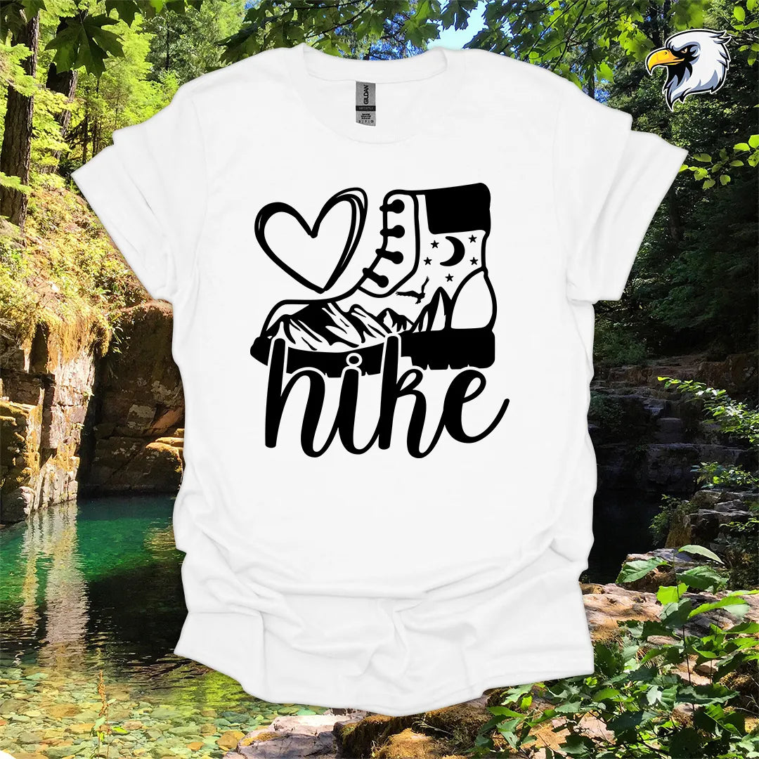 “Love Hike” hiking t-shirt – Boot and Mountain Graphic