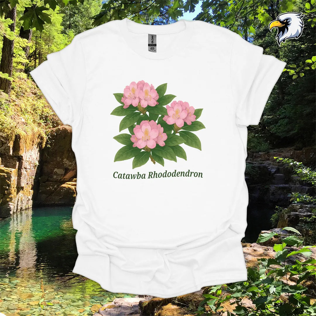 “Catawba Rhododendron” hiking t-shirt – Botanical Graphic