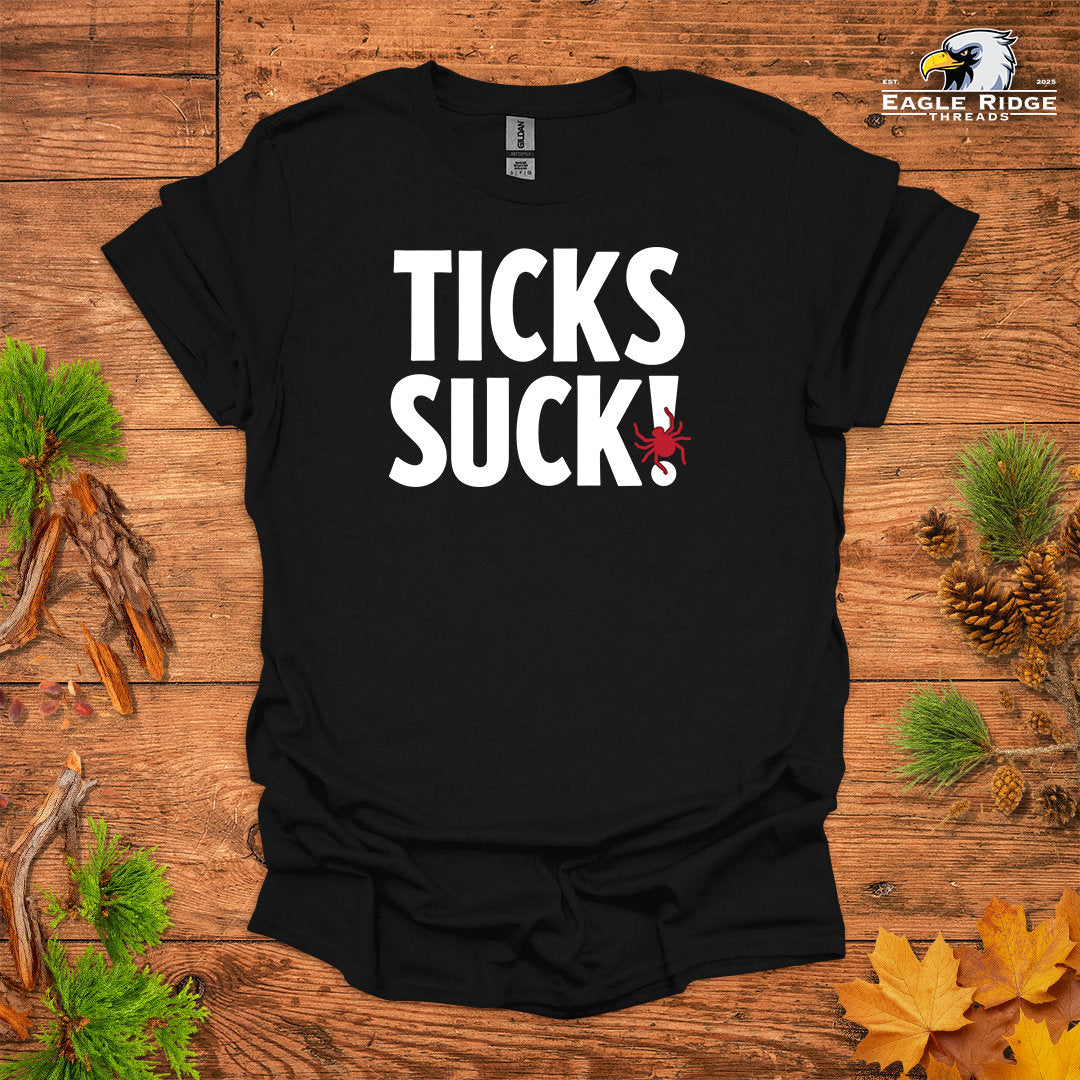 Ticks Suck! • Hiking T-shirt • Bold Outdoor Graphic