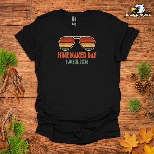 Hike Naked Day June 21, 2026 • Hiking T-shirt – Retro Sunglasses Graphic