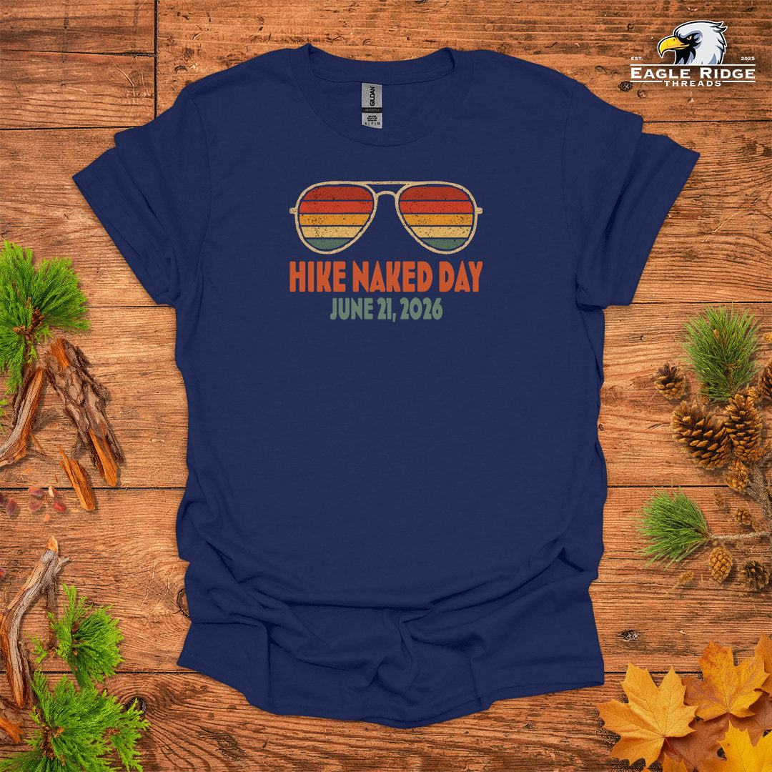 Hike Naked Day June 21, 2026 • Hiking T-shirt – Retro Sunglasses Graphic