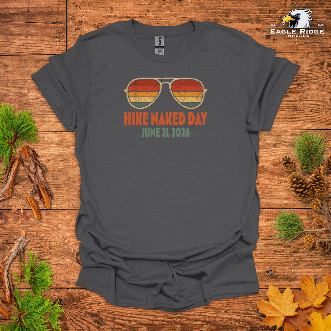 Hike Naked Day June 21, 2026 • Hiking T-shirt – Retro Sunglasses Graphic