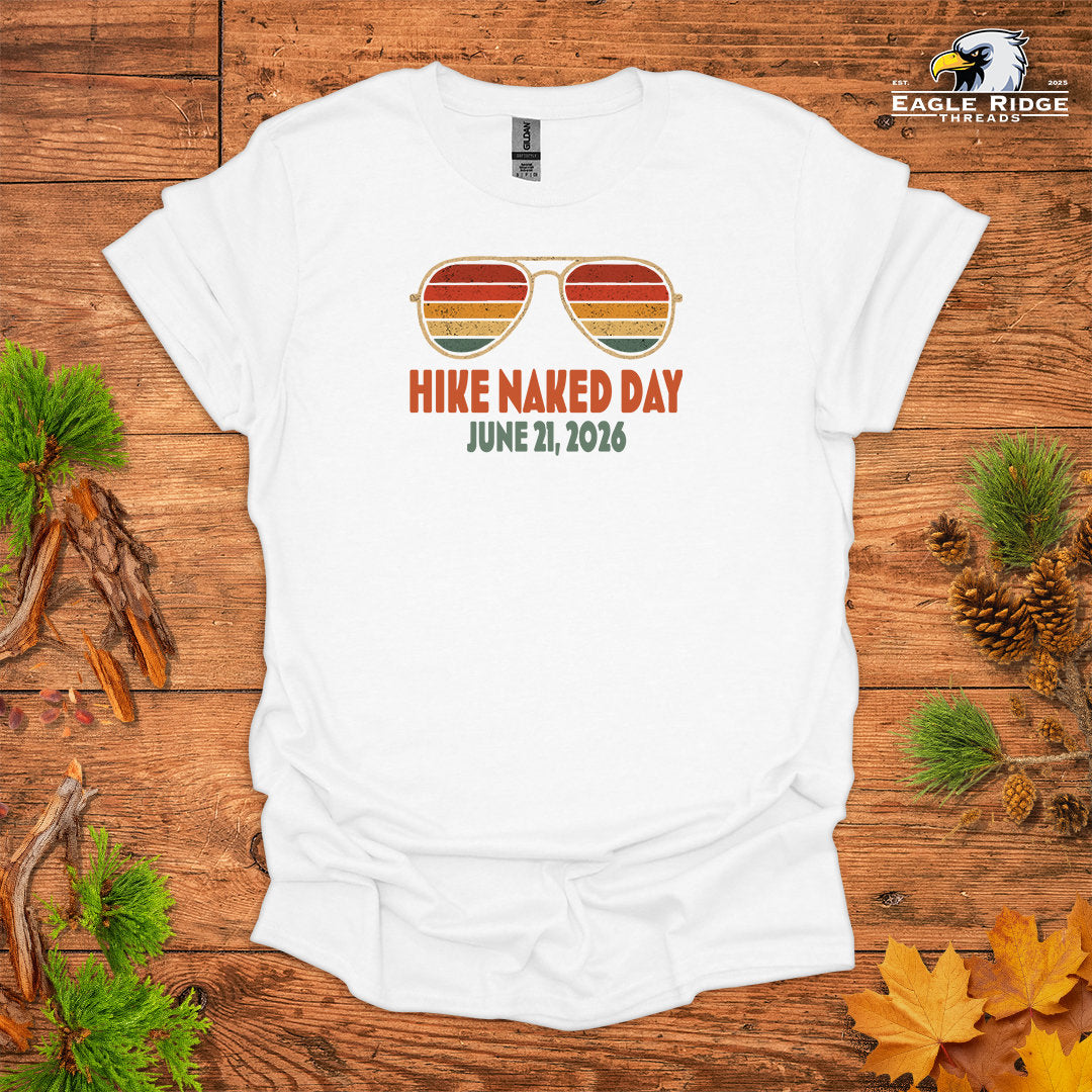 Hike Naked Day June 21, 2026 • Hiking T-shirt – Retro Sunglasses Graphic