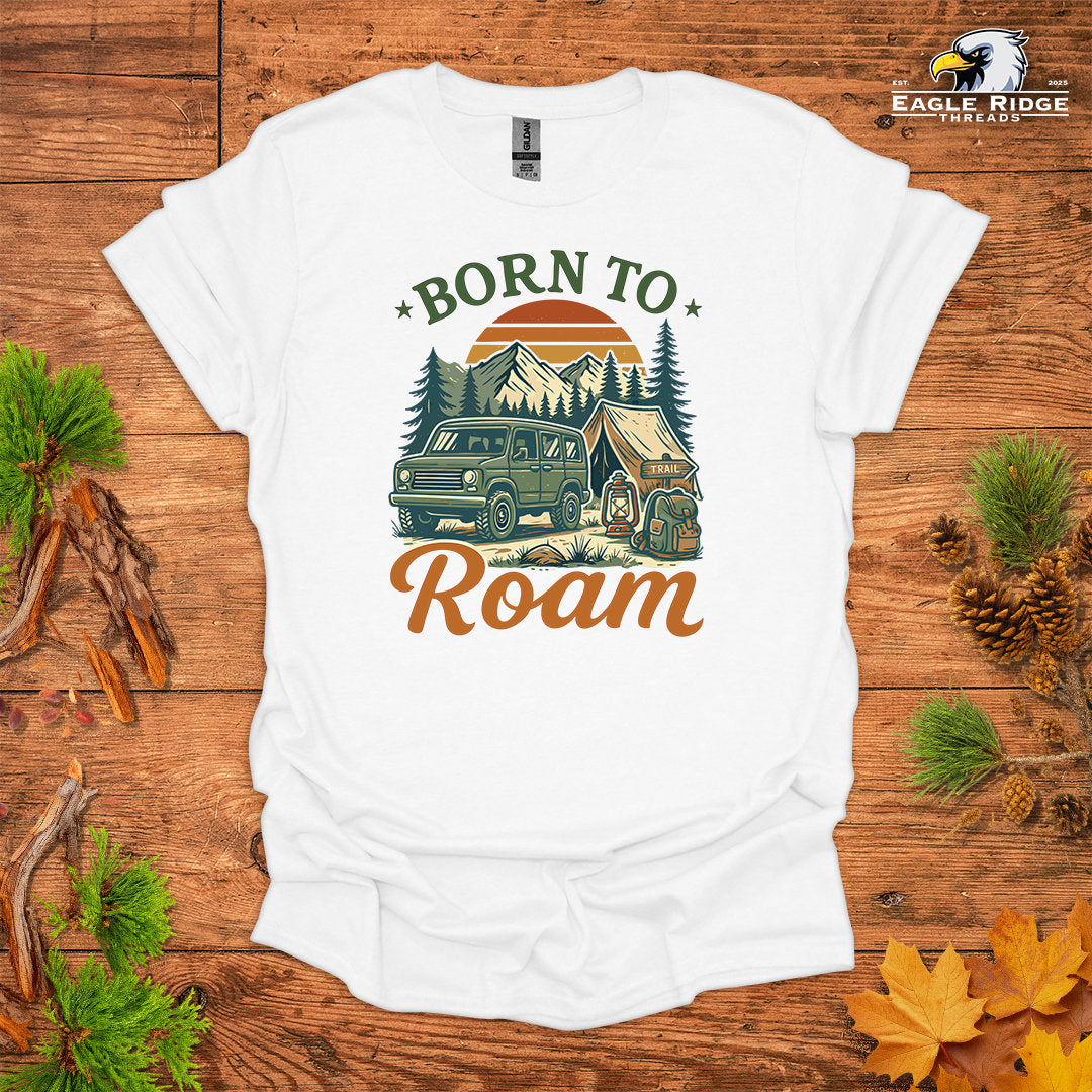Born To Roam • Hiking T-shirt • Vintage Camping Graphic