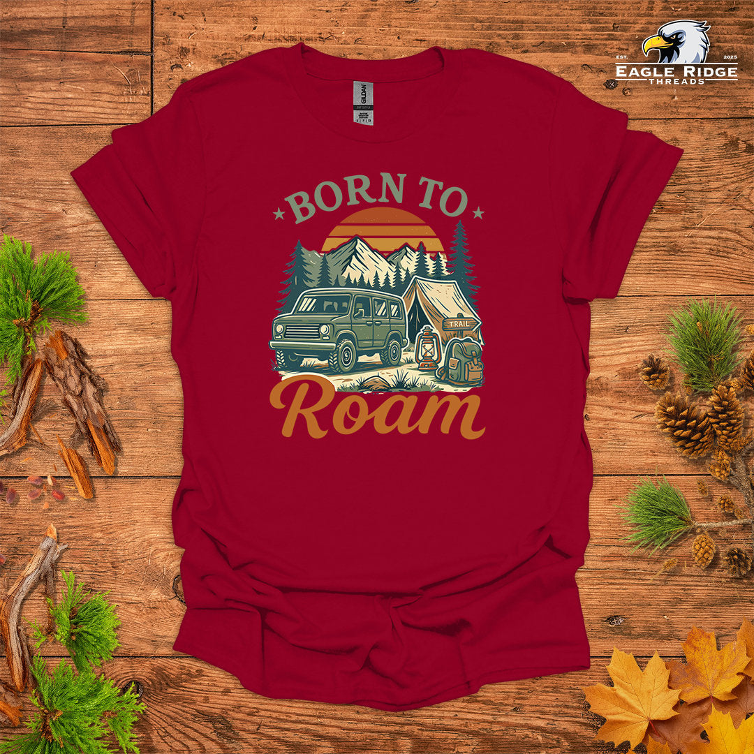 Born To Roam • Hiking T-shirt • Vintage Camping Graphic