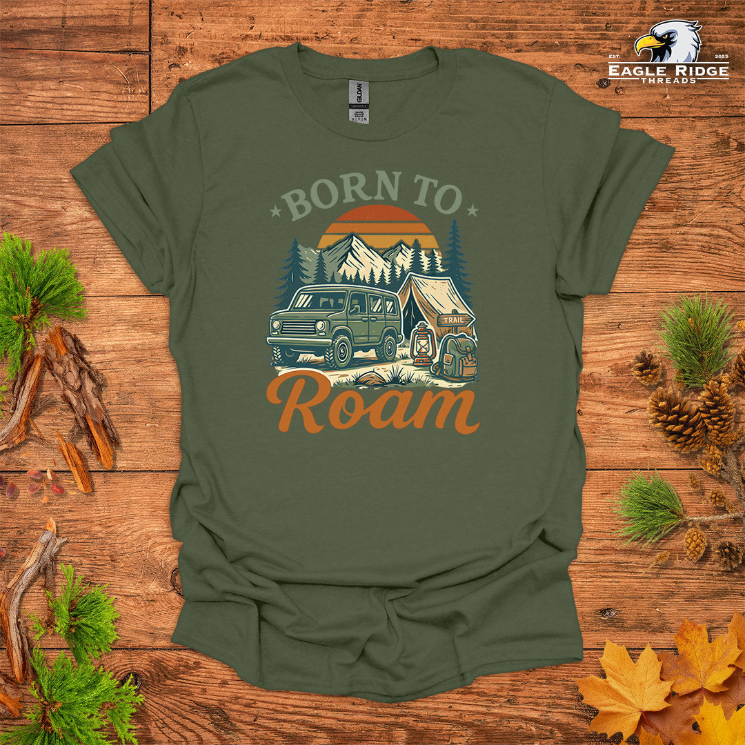 Born To Roam • Hiking T-shirt • Vintage Camping Graphic
