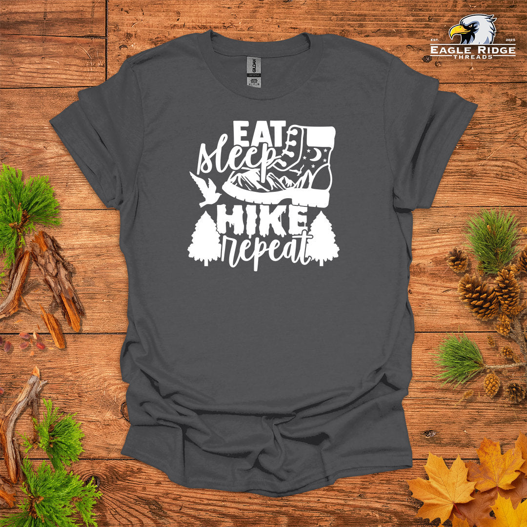 Eat Sleep Hike Repeat • Hiking T-shirt • Boot and Nature Graphic