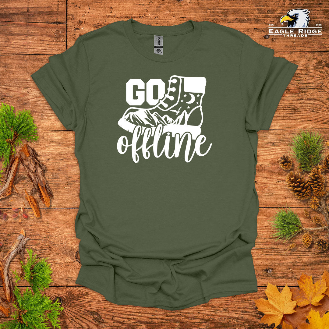 Go Offline • Hiking T-shirt • Mountain Boot Graphic