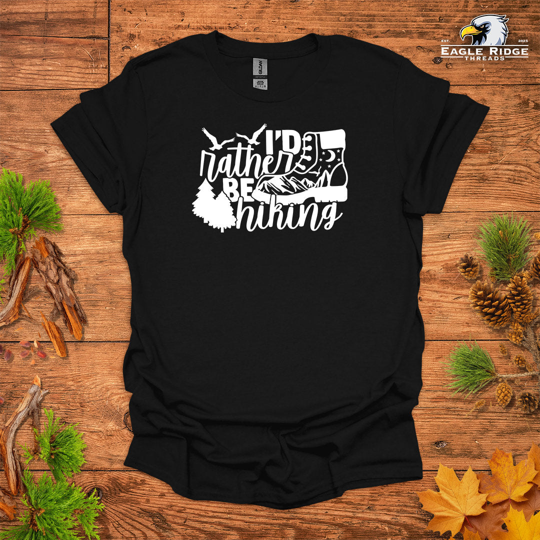 I’d Rather Be Hiking • Hiking T-shirt • Mountain Boot Graphic