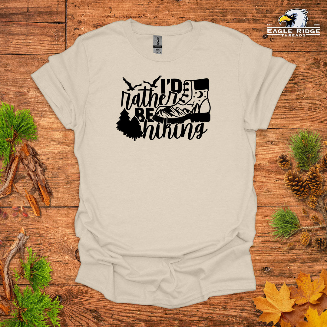 I’d Rather Be Hiking • Hiking T-shirt • Mountain Boot Graphic