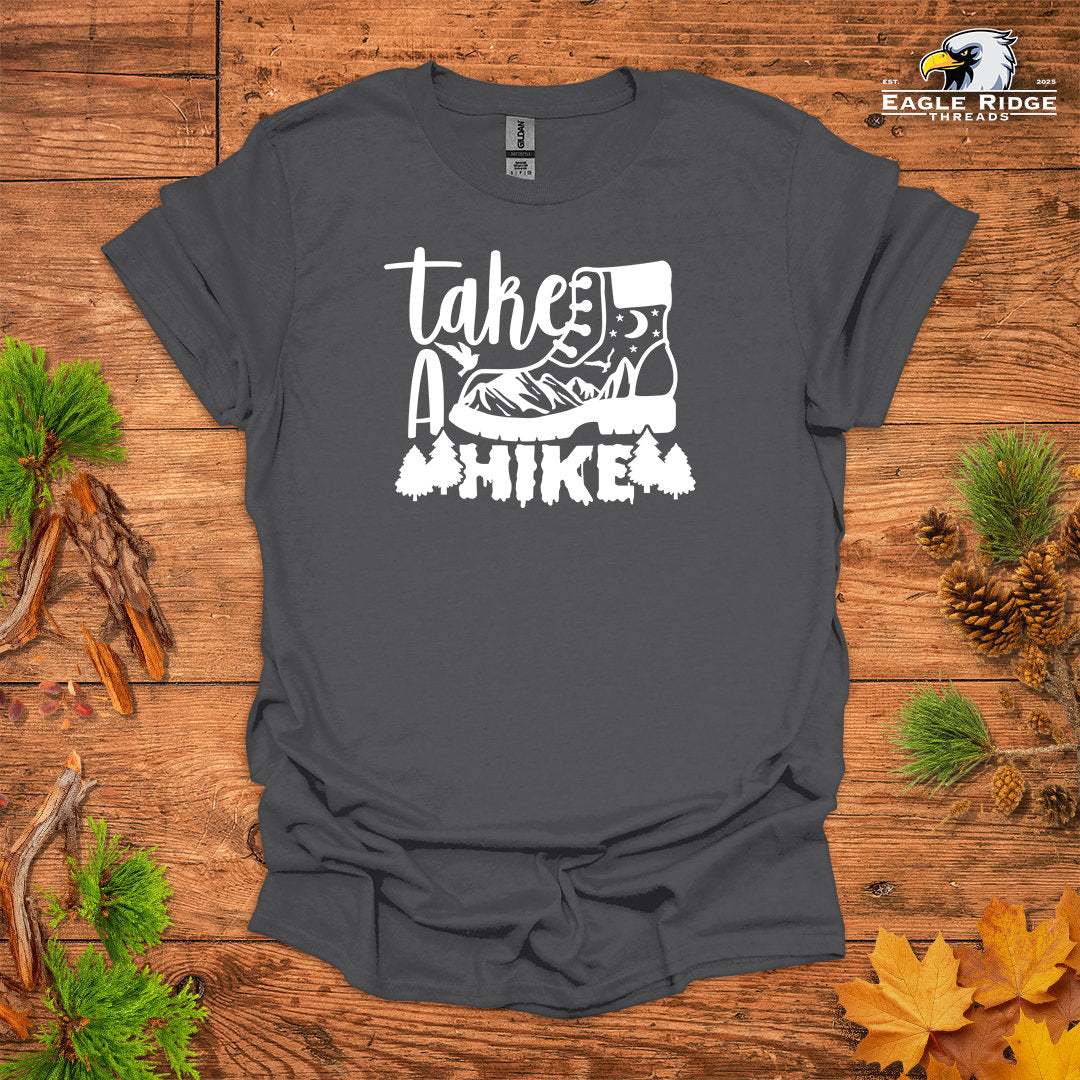 Take A Hike • Hiking T-shirt • Mountain Boot Graphic
