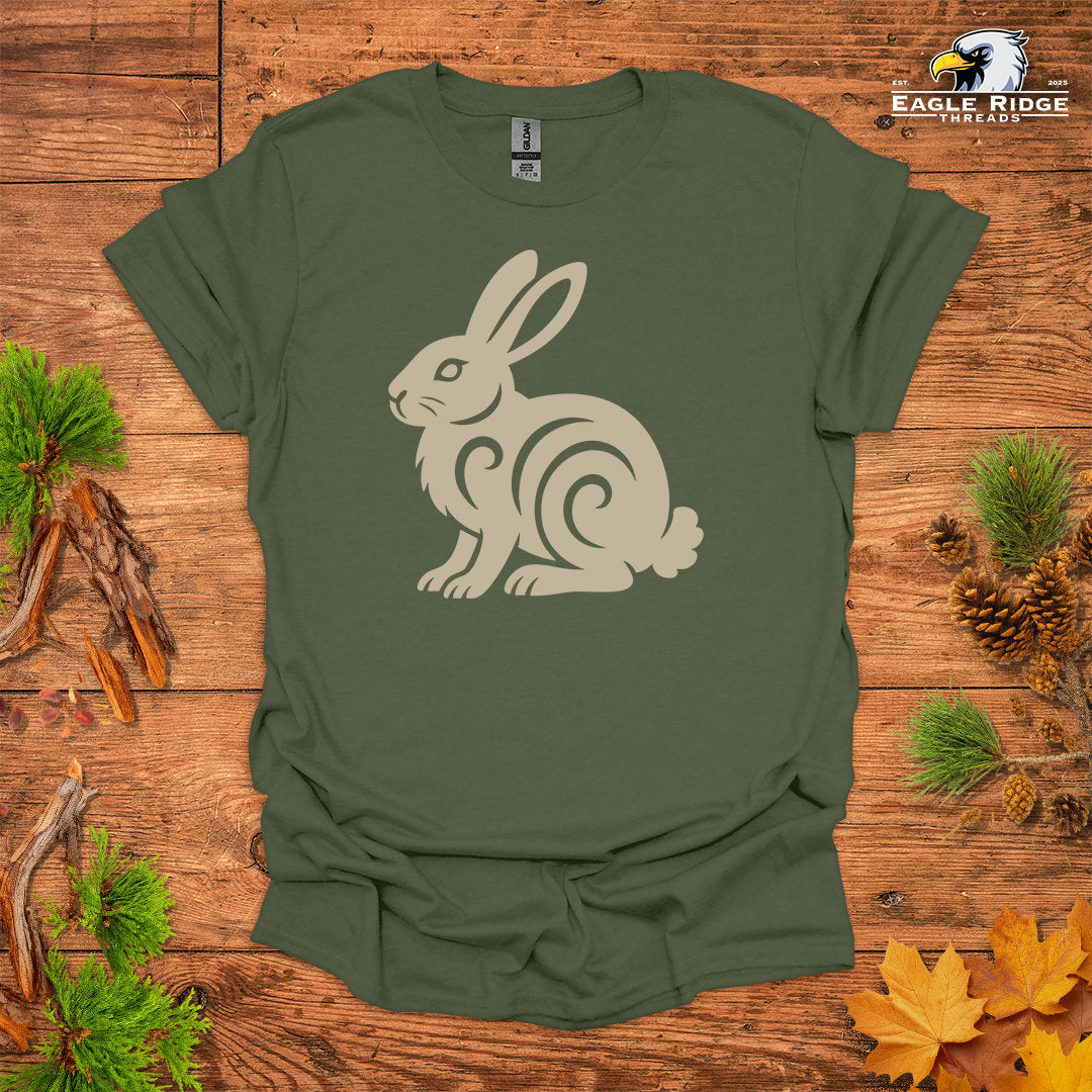 Tribal Cottontail Rabbit • Hiking T-shirt • Nature-Inspired Design