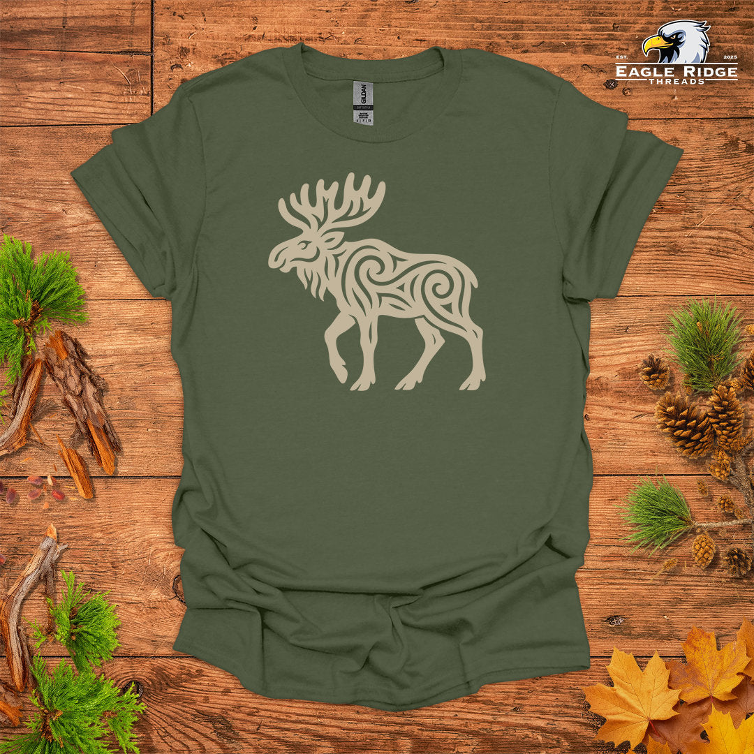 Tribal Moose • Hiking T-shirt • Nature-Inspired Design