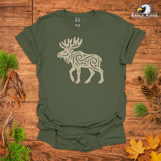 Tribal Moose • Hiking T-shirt • Nature-Inspired Design
