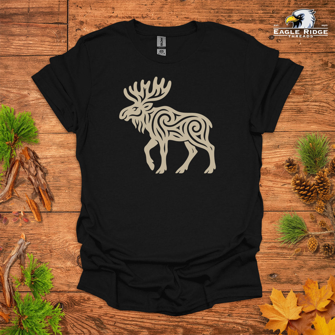 Tribal Moose • Hiking T-shirt • Nature-Inspired Design