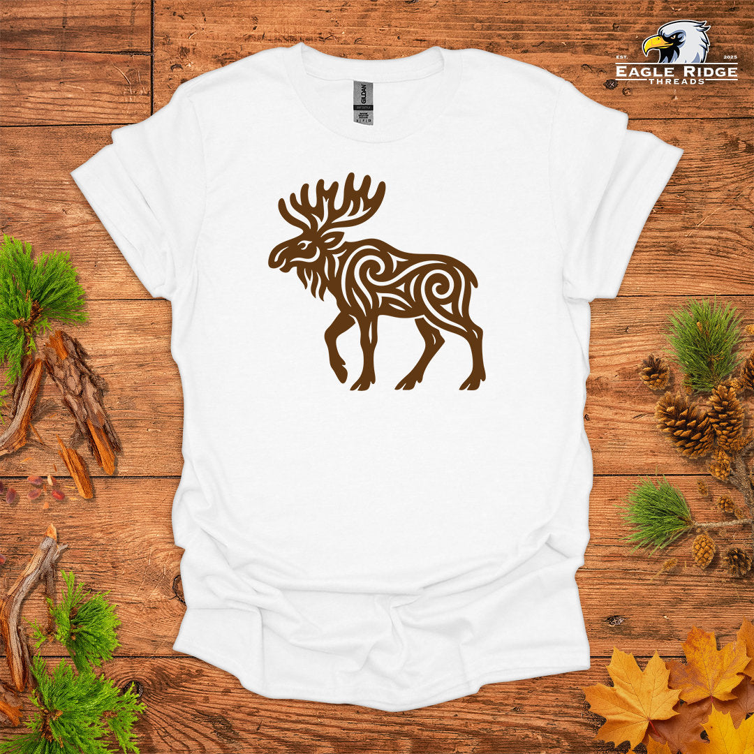 Tribal Moose • Hiking T-shirt • Nature-Inspired Design