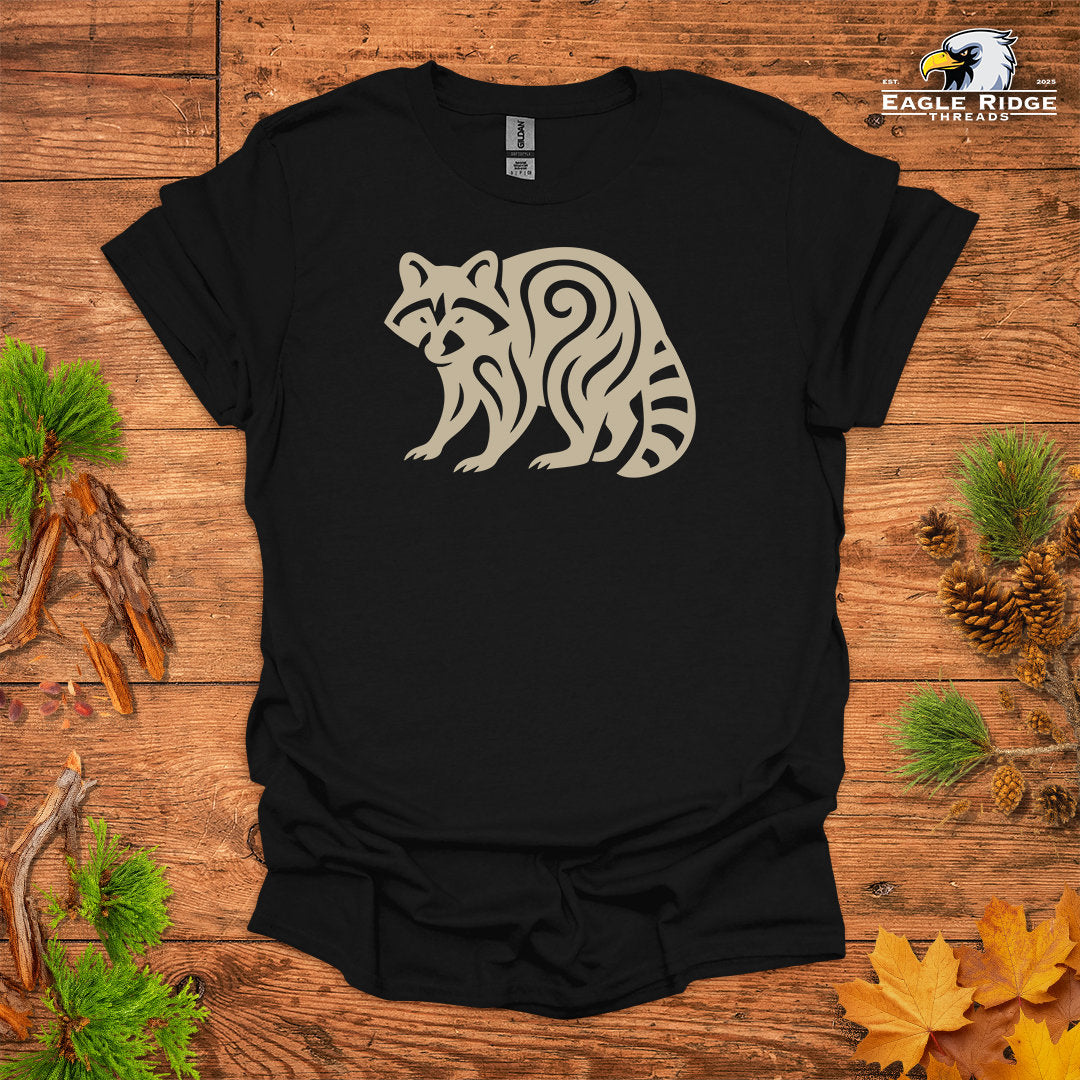 Tribal Raccoon • Hiking T-shirt • Nature-Inspired Design