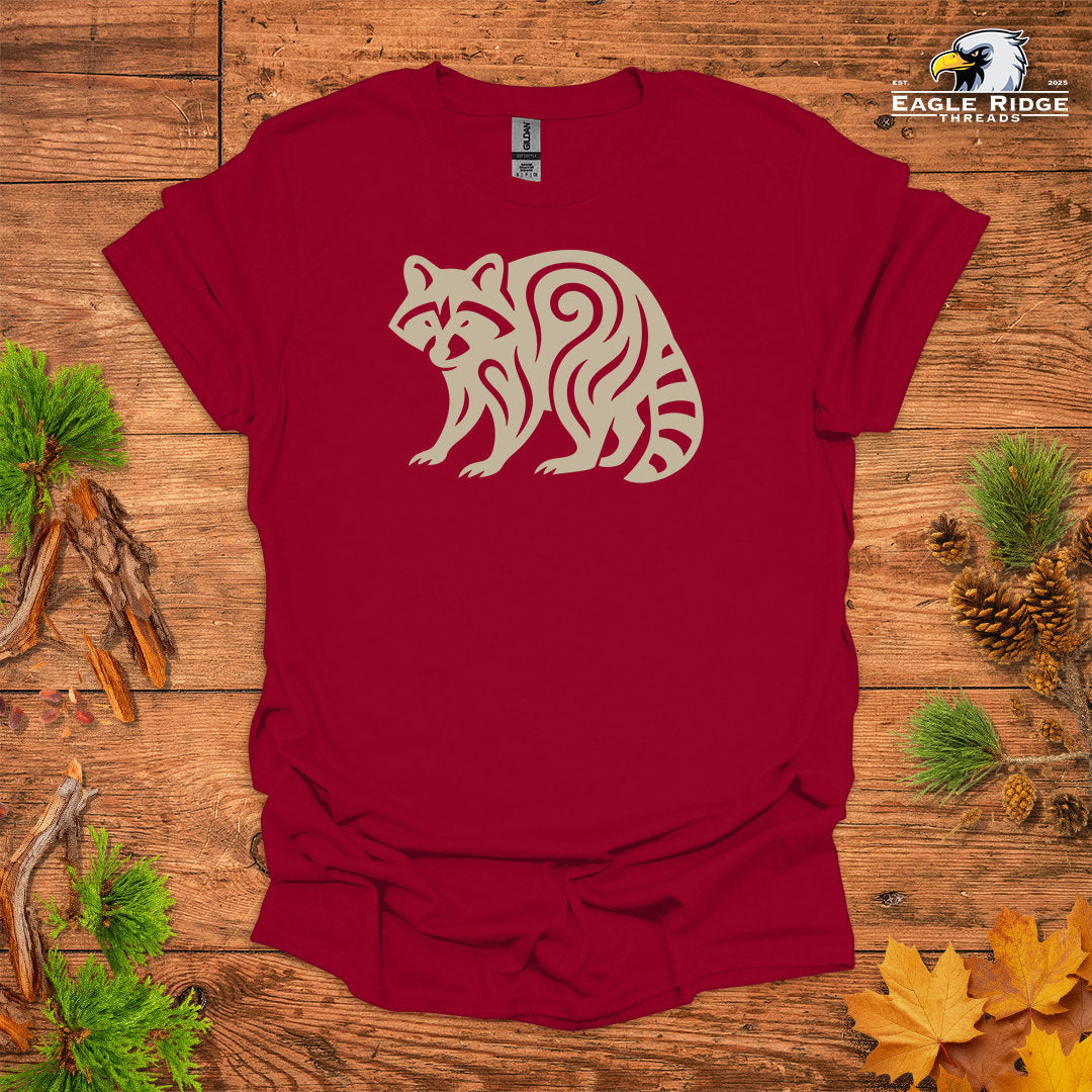 Tribal Raccoon • Hiking T-shirt • Nature-Inspired Design