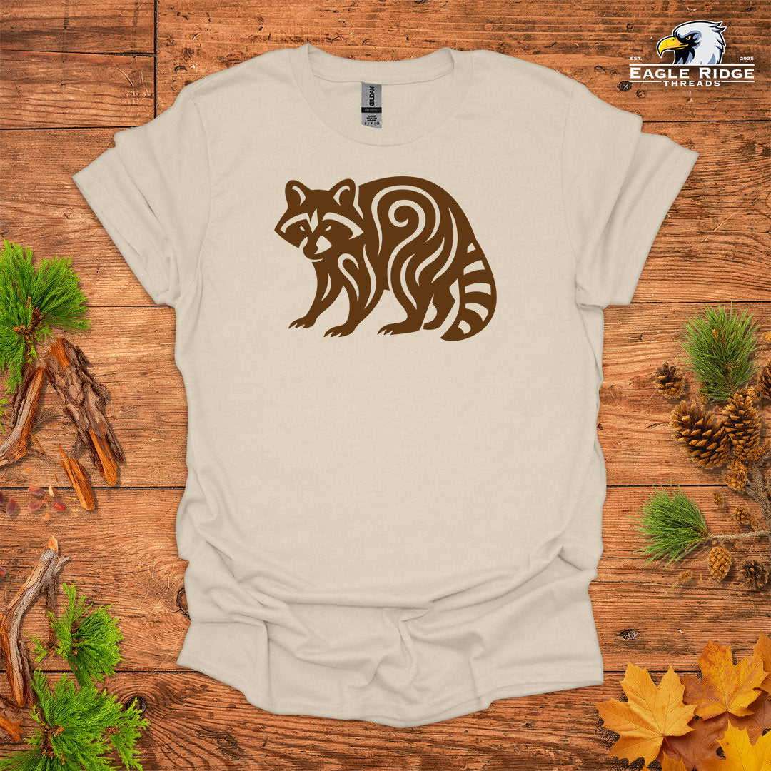 Tribal Raccoon • Hiking T-shirt • Nature-Inspired Design