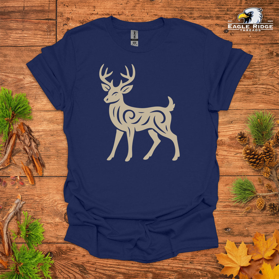 Tribal White-Tailed Deer • Hiking T-shirt • Nature-Inspired Design