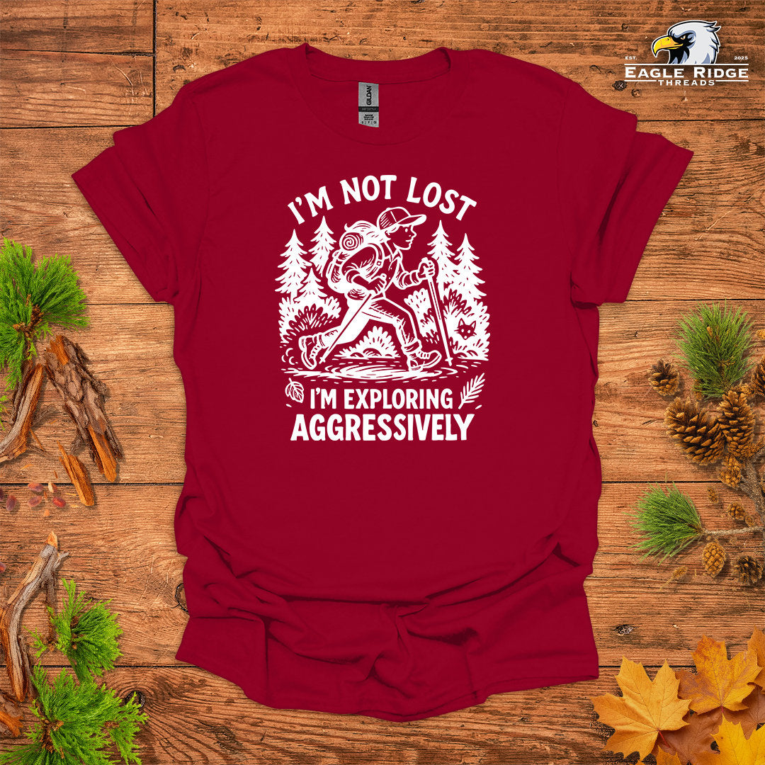Copy of I’m Not Lost I’m Exploring Aggressively • Women's Hiking T-shirt • Retro Explorer Graphic