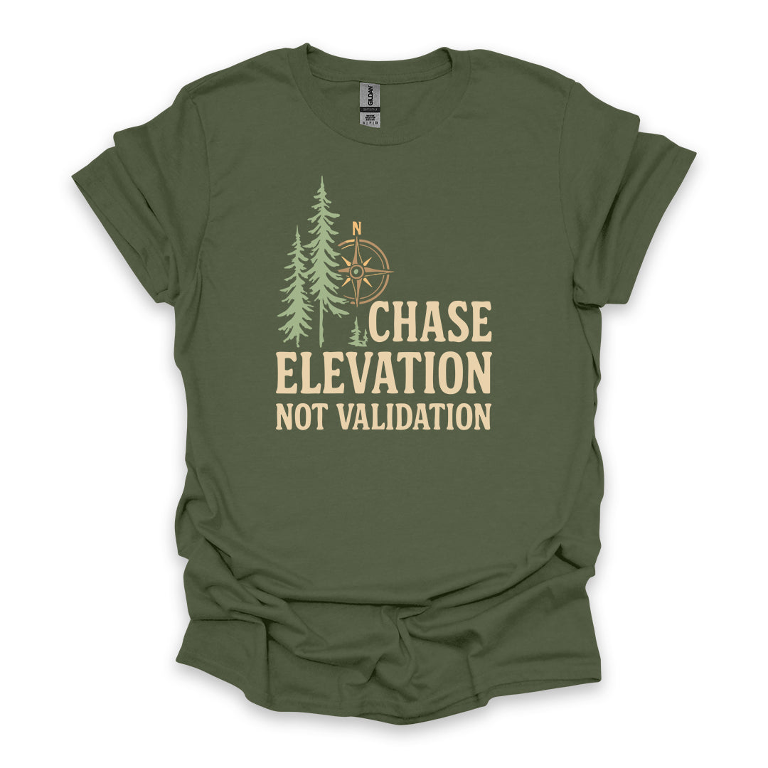 Chase Elevation Not Validation • Hiking T-shirt • Compass & Pines Graphic