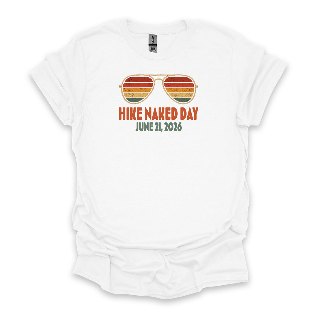 Hike Naked Day June 21, 2026 • Hiking T-shirt – Retro Sunglasses Graphic