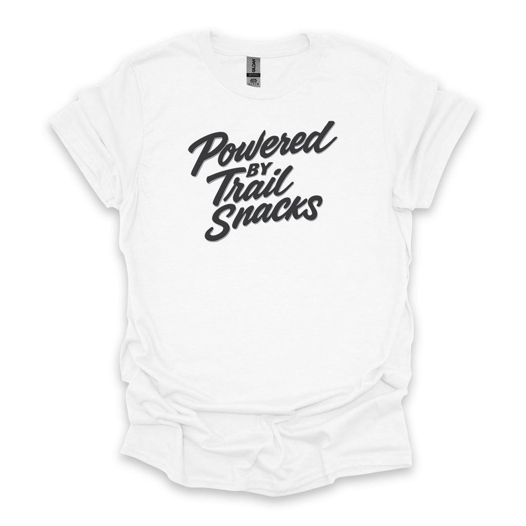 Powered By Trail Snacks • Hiking T-shirt • Fun Script Graphic