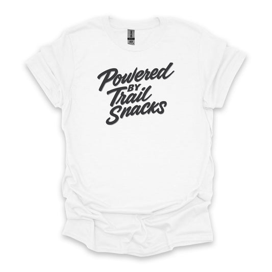 Powered By Trail Snacks • Hiking T-shirt • Fun Script Graphic