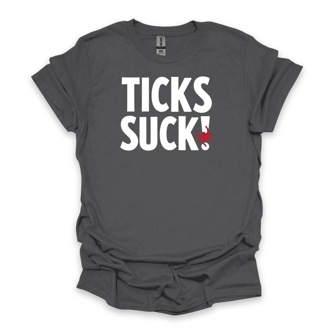 Ticks Suck! • Hiking T-shirt • Bold Outdoor Graphic