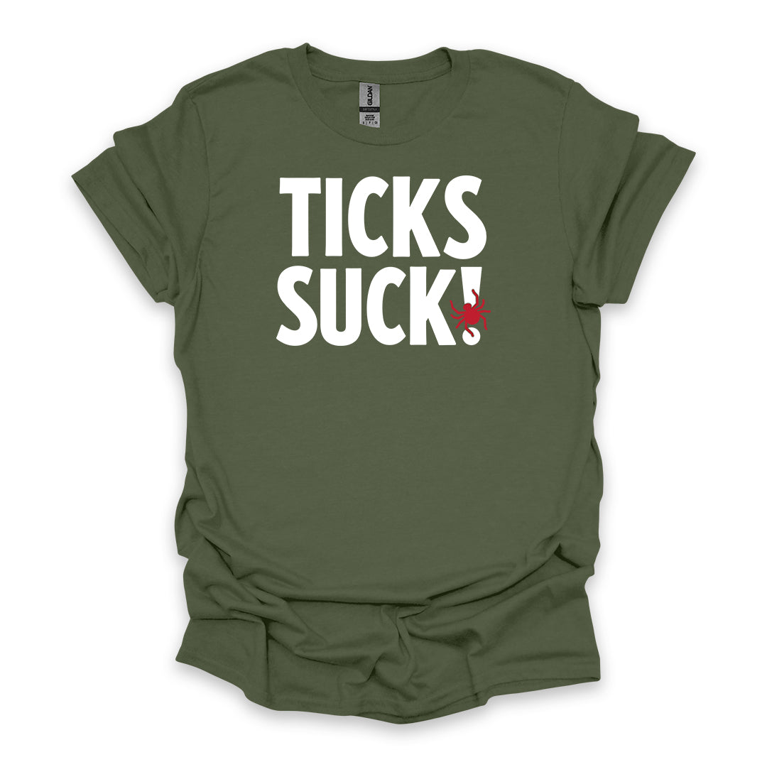 Ticks Suck! • Hiking T-shirt • Bold Outdoor Graphic