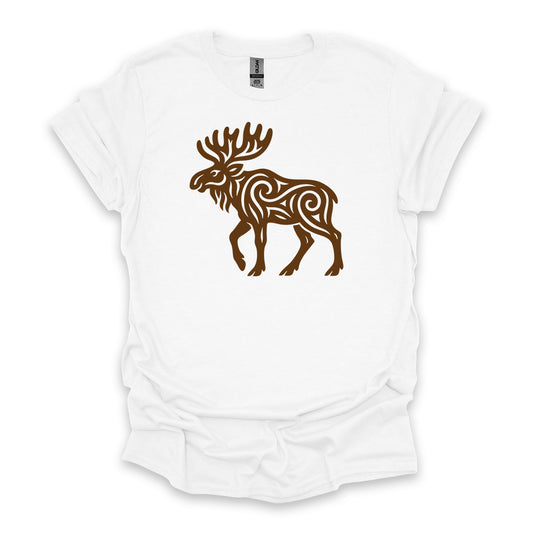 Tribal Moose • Hiking T-shirt • Nature-Inspired Design
