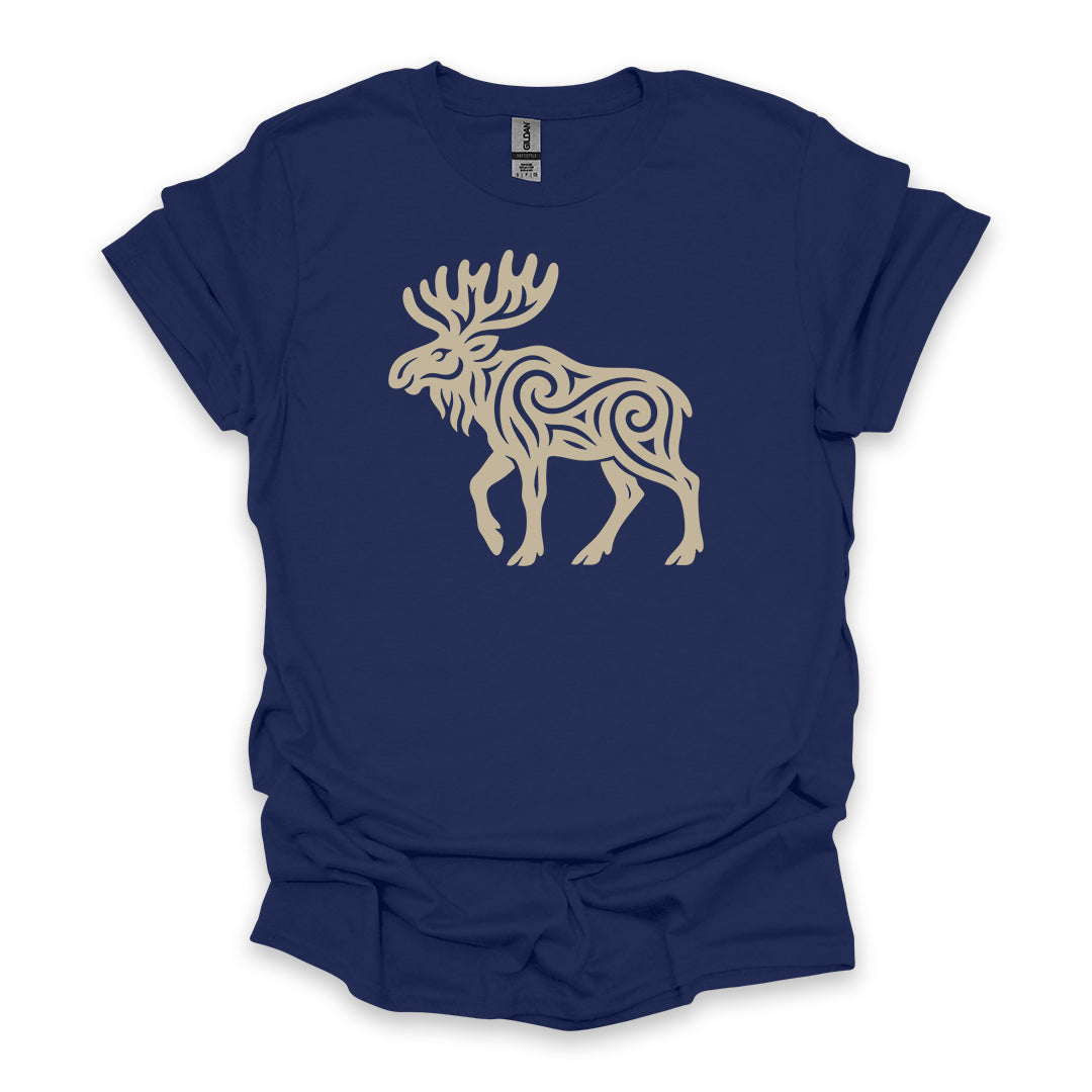 Tribal Moose • Hiking T-shirt • Nature-Inspired Design