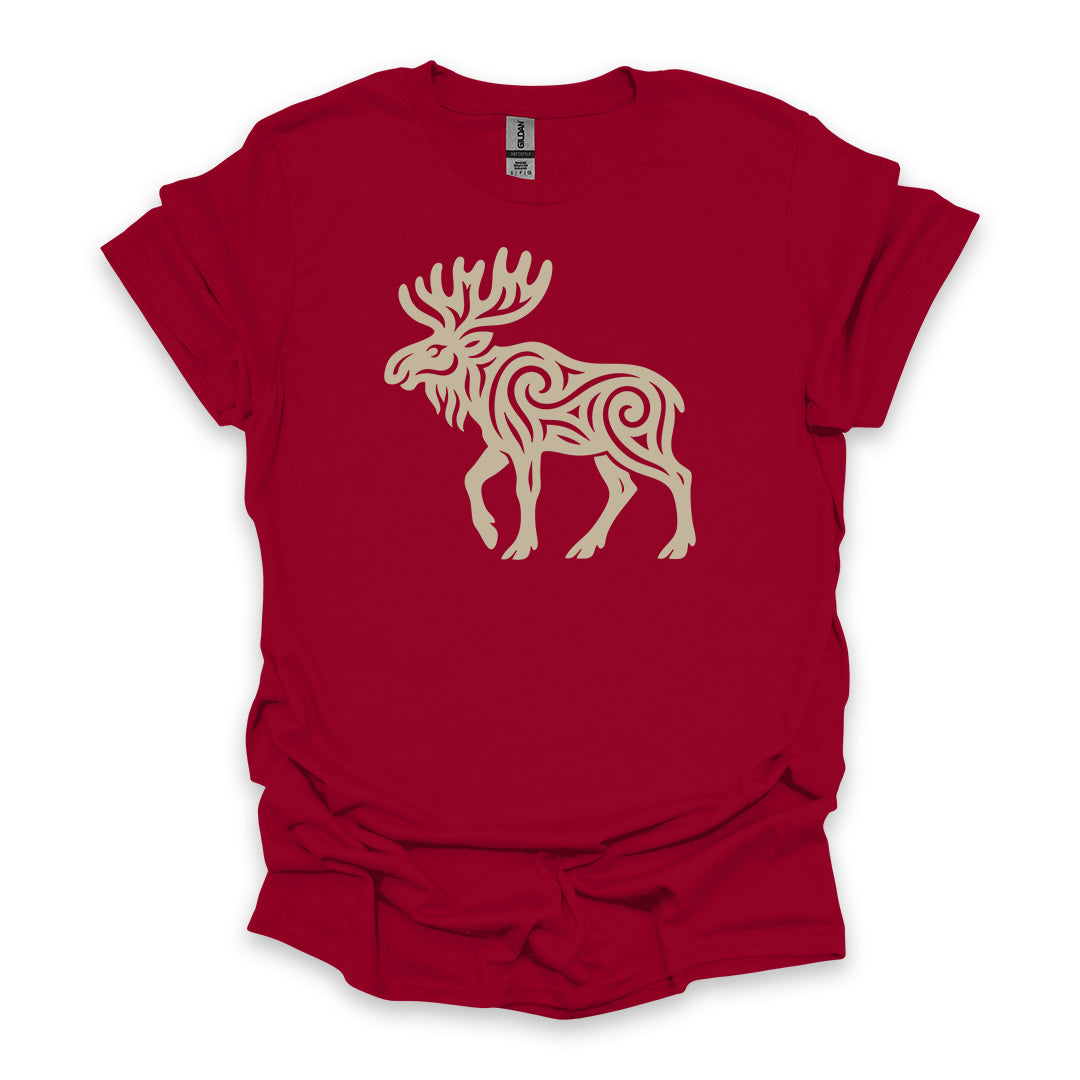 Tribal Moose • Hiking T-shirt • Nature-Inspired Design