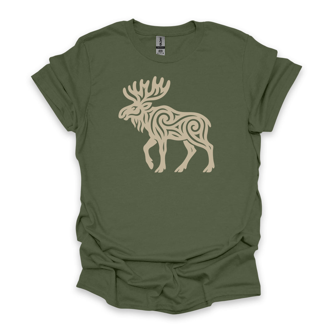 Tribal Moose • Hiking T-shirt • Nature-Inspired Design