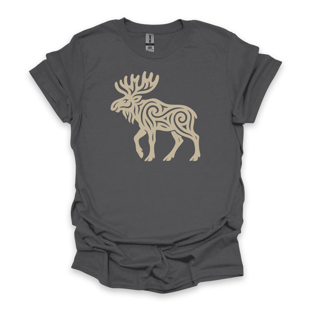 Tribal Moose • Hiking T-shirt • Nature-Inspired Design