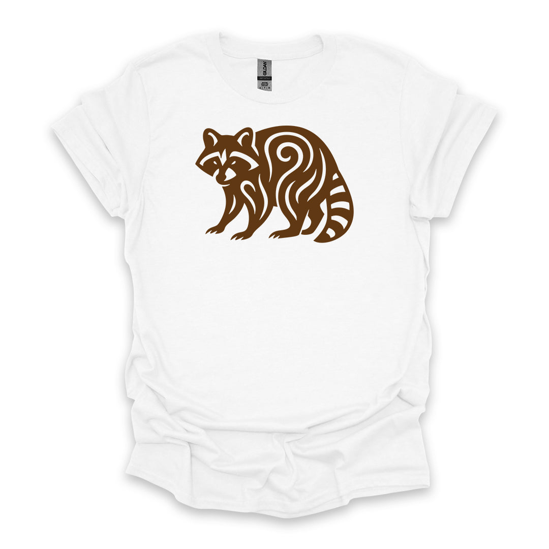 Tribal Raccoon • Hiking T-shirt • Nature-Inspired Design