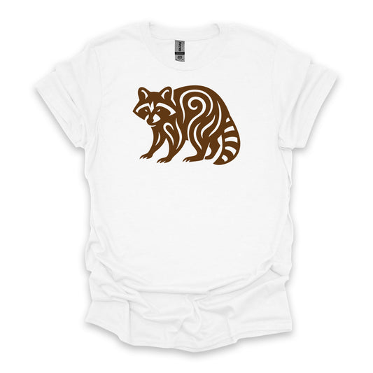 Tribal Raccoon • Hiking T-shirt • Nature-Inspired Design