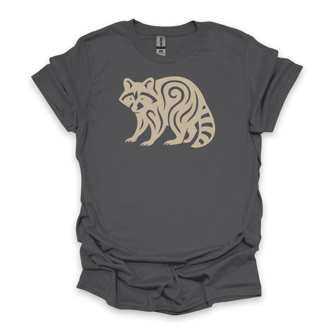 Tribal Raccoon • Hiking T-shirt • Nature-Inspired Design