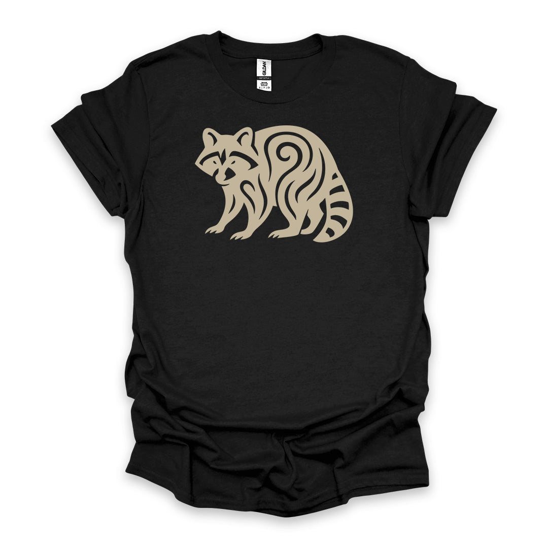 Tribal Raccoon • Hiking T-shirt • Nature-Inspired Design