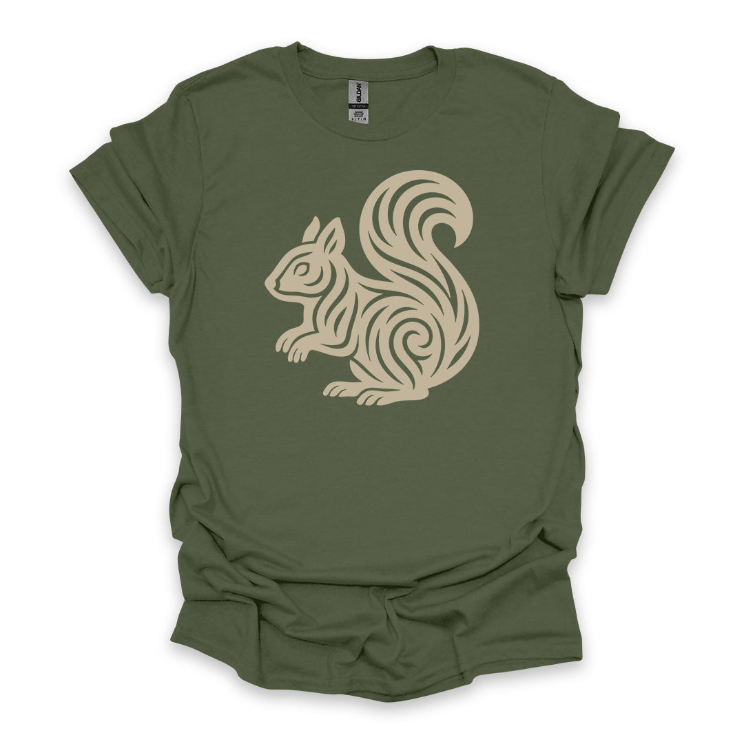Tribal Squirrel • Hiking T-shirt • Nature-Inspired Design